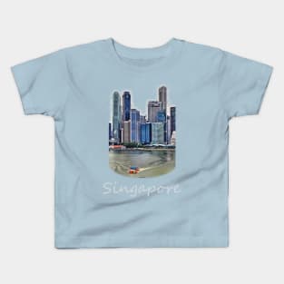 Amphibious Vehicle in front of Singapore Skyline Kids T-Shirt